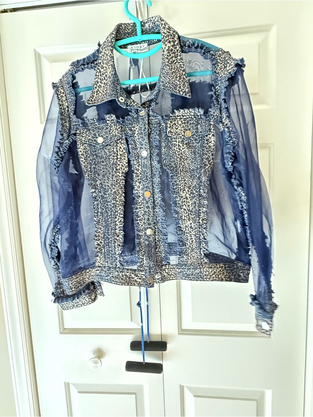 Adore Navy and Gold Metallic Leopard-Print Jacket!!!! XL